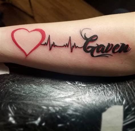 heartbeat with name tattoo|Life in Motion: 55 Heartbeat Tattoo Inspirations .
